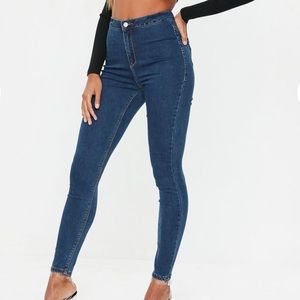 Missguided petite high waisted dark wash jeans
